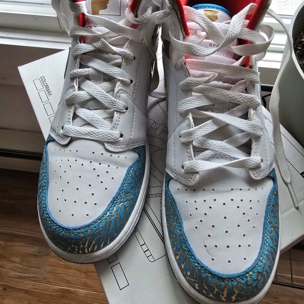 Jordan Sneakers with Red and Blue Interior